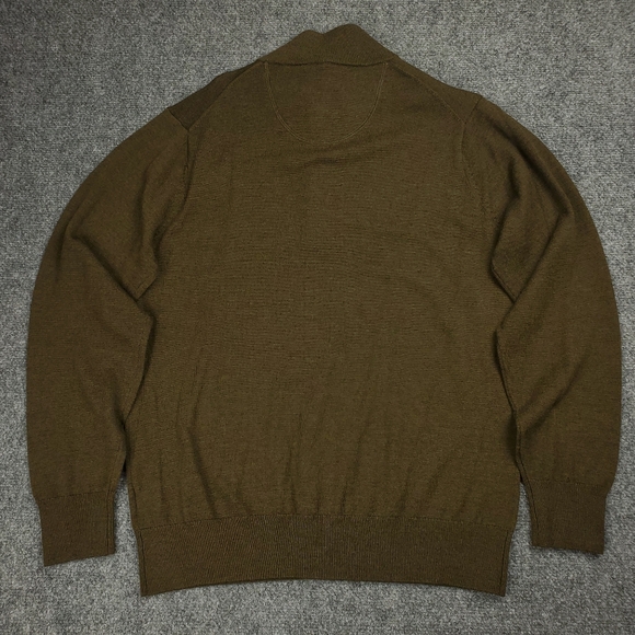 Orvis Merino Wool Sweater Mens Small Quarter Zip Pullover Mock Neck Olive Green - Picture 2 of 8